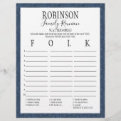 Papier Jeu des cattergents de réunion familiale (Devant)