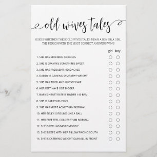 Papier Jeu des Croyances de Grand-Mère Baby Shower