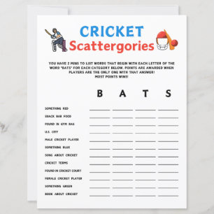 Papier Jeu des éparpillets de cricket
