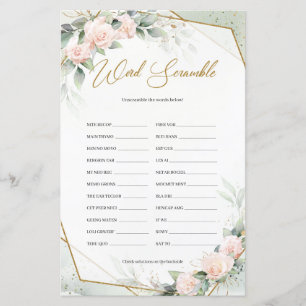 Papier Jeu d'eucalyptus blush or Word Scramble