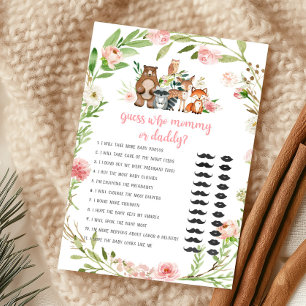 Papier Jeu Devinez Maman ou Papa Fleurs Roses Forêt