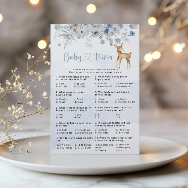 Papier Jeu d'hiver bleu argent cerf bébé trivia (Créateur téléchargé)