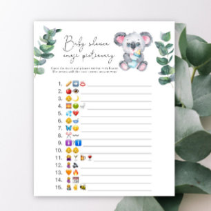 Papier Jeu d'image d'emoji de koala ours pour baby shower