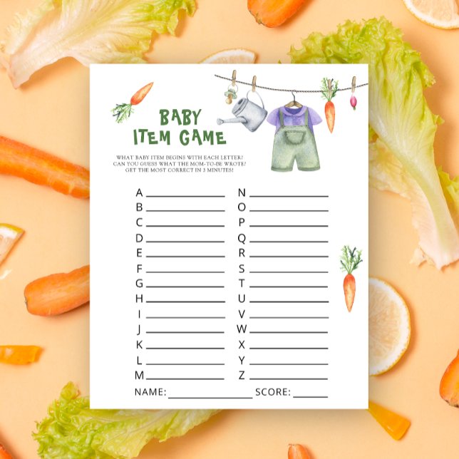 Papier Jeu d'objets pour bébé. Jeu de baby shower légumes (Créateur téléchargé)
