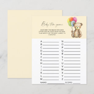 Papier Jeu d'objets pour bébé - Ourson. Jeu pour baby sho