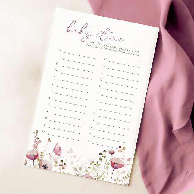 Papier Jeu d'objets pour bébé Pink Baby In Bloom Wildflow (Créateur téléchargé)