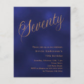 Papier Jeu d'or bleu marine 70e anniversaire invitation (Devant)