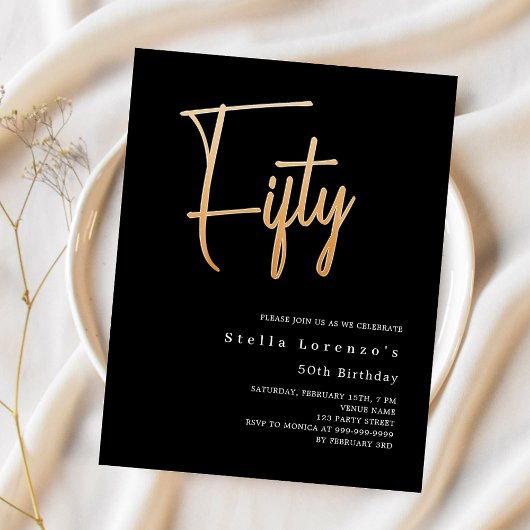 Papier Jeu d'or noir budget 50e anniversaire invitation