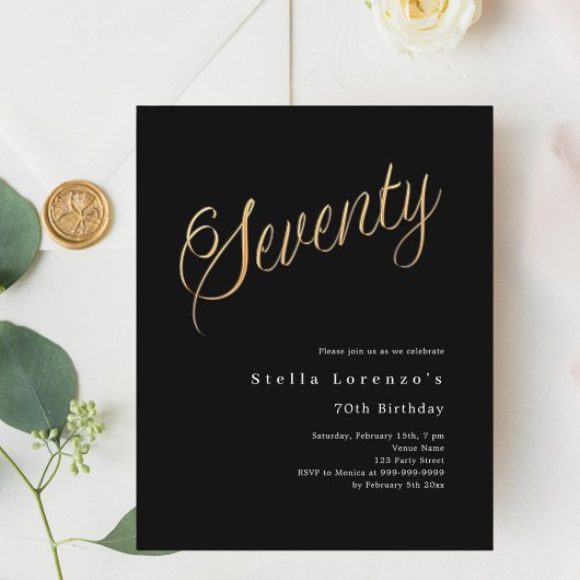 Papier Jeu d'or noir budget 70e anniversaire invitation
