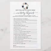 Papier Jeu double face Baby Shower Fleurs Marine (Devant)