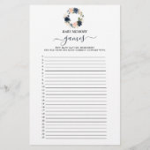 Papier Jeu double face Baby Shower Fleurs Marine (Dos)