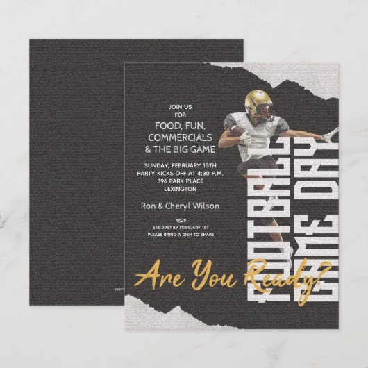 Papier Jeu du joueur de football budget Jour Invitations  (Devant / Derrière)