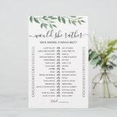 Papier Jeu éditable de 'Would She Rather' pour anniversai (Debout devant)