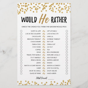 Papier Jeu éditable Mariage Préférerait-Il
