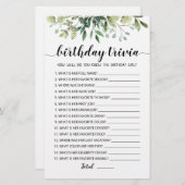 Papier Jeu éditable pour Anniversaire Trivia (Devant / Derrière)
