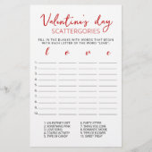 Papier jeu éditable Scattergories pour la Saint-Valentin (Devant)