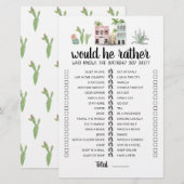 Papier Jeu éditable 'Would He Rather' pour anniversaire (Devant / Derrière)