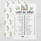 Papier Jeu éditable 'Would She Rather' pour anniversaire (Devant / Derrière)