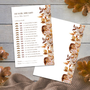 Papier Jeu élégant de Baby Shower d'automne pour mariage