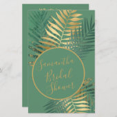 Papier Jeu élégant de douche de mariée tropicale verte et (Devant / Derrière)