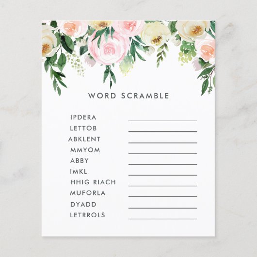 Papier Jeu élégant floral aquarelle pour baby shower (Devant)