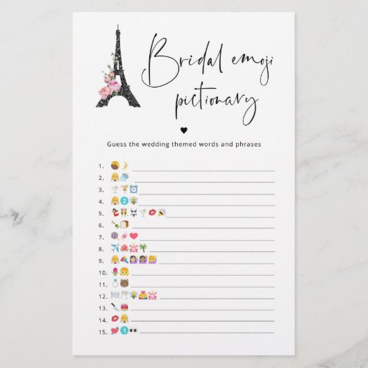 Papier Jeu émoticônes de douche à thème Paris (Devant)