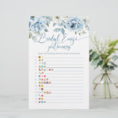 Papier Jeu émotionnel de la nuptiale florale bleue (Debout devant)