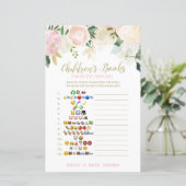 Papier Jeu Floral Blush rose et or Baby shower IMPRIMER (Debout devant)