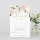 Papier Jeu Floral Blush rose et or Baby shower IMPRIMER (Debout devant)