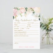 Papier Jeu Floral Blush rose et or Baby shower IMPRIMER (Debout devant)