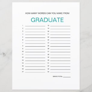 Papier Jeu "Graduate" Word Maker
