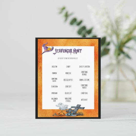 Papier Jeu Halloween Scavenger Chasse (Debout devant)