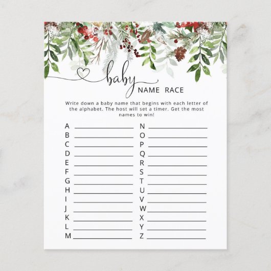 Papier Jeu hivernal de nom de bébé (Devant)