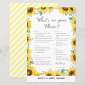 Papier Jeu imprimé pour Baby Shower Thème Tournesol de Pr (Devant / Derrière)