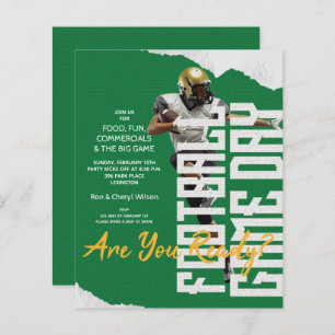 Papier Jeu Joueur de Football Jour Invitations vertes