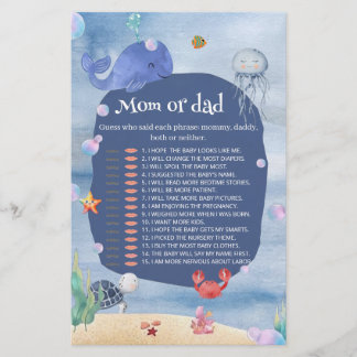 Papier Jeu Maman ou Papa Créature Océanique Vous Voir Bie