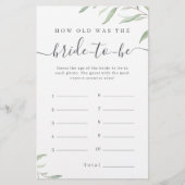 Papier Jeu minimal verdure quel âge avait la mariée (Devant)