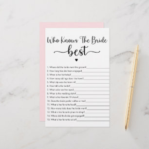 Papier Jeu Minimaliste Qui Connaît le mieux la Mariée