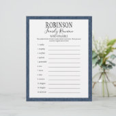 Papier Jeu Mot de Réunion Familiale (Debout devant)