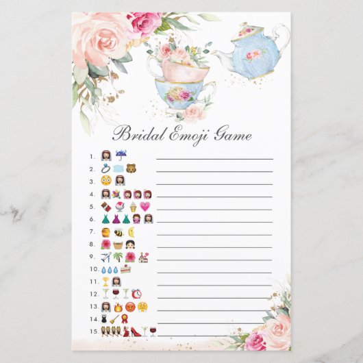 Papier Jeu photo de la fête du thé rose floral (Devant)