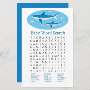 Papier Jeu Recherche Baby shower de requins