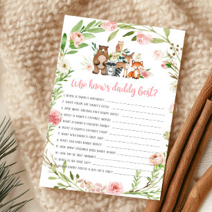 Papier Jeu Rose Floral Woodland Qui Connaît le Mieux Papa