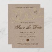 Papier Jeu rustique du Mariage de noeud SaveTheDate Vinta (Devant / Derrière)