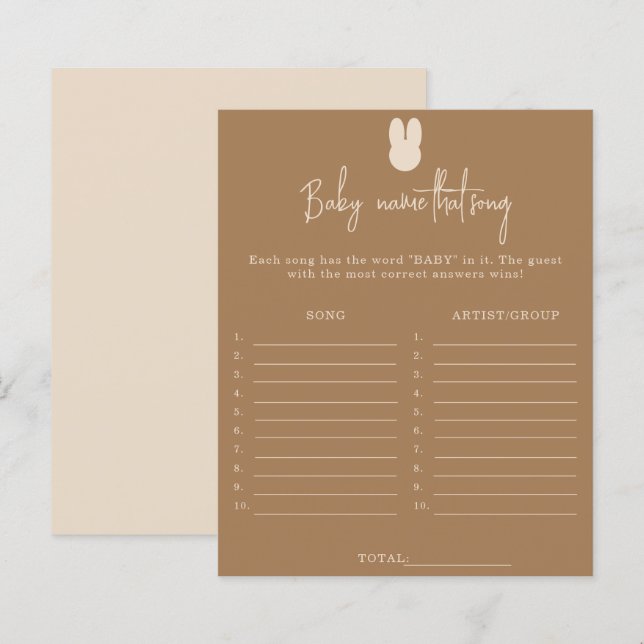 Papier Jeu simple de devinette de chanson pour baby showe (Devant / Derrière)