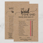 Papier Jeu simple de Kraft Faux "Il a dit, elle a dit" (Devant / Derrière)