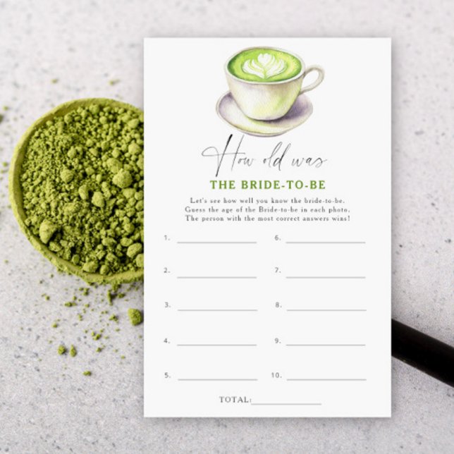 Papier Jeu sur l'âge de la future mariée au thé matcha (Créateur téléchargé)