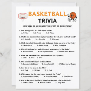 Papier Jeu Trivia de basket