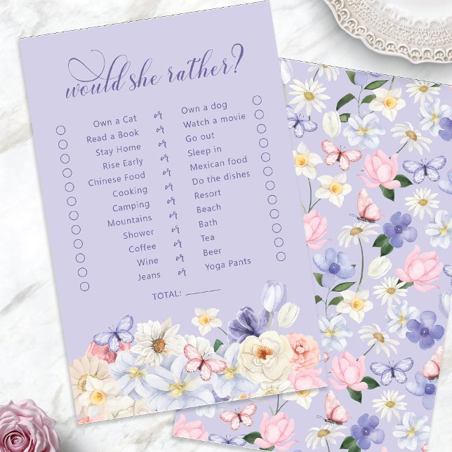 Papier Jeu Violet « Would She Rather » (Purple Would She Rather Game
)