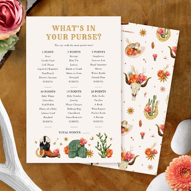 Papier Jeu Western Purse (Western Theme What's in Your Purse Game Card by Painted Paperie
)