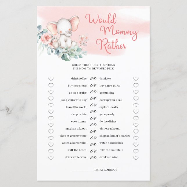 Papier Jeune Fille Eléphant adorerait maman (Devant)